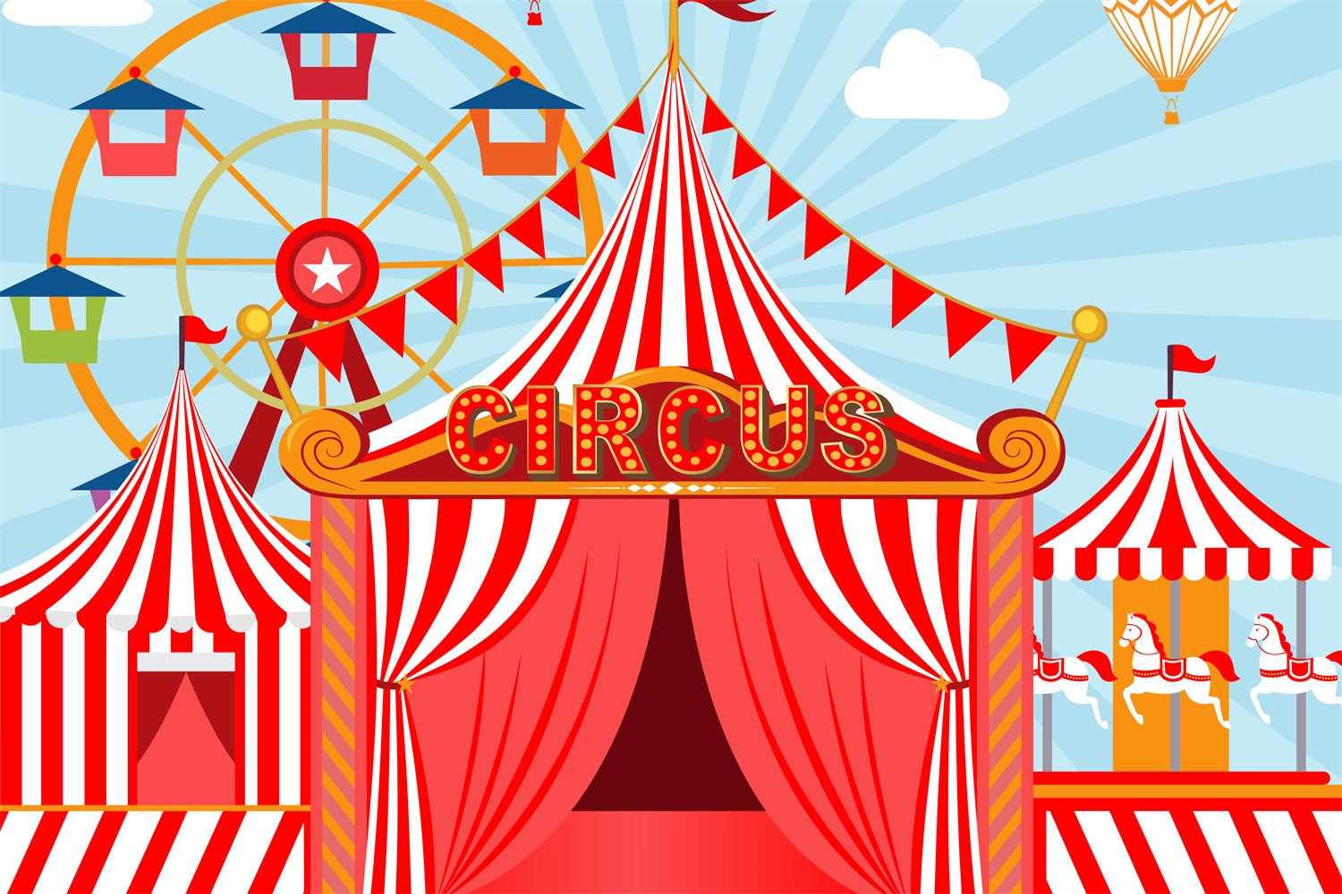 Carnival Backdrop Ferris Wheel Red Tent Classic Backdrop UK BRP1-192