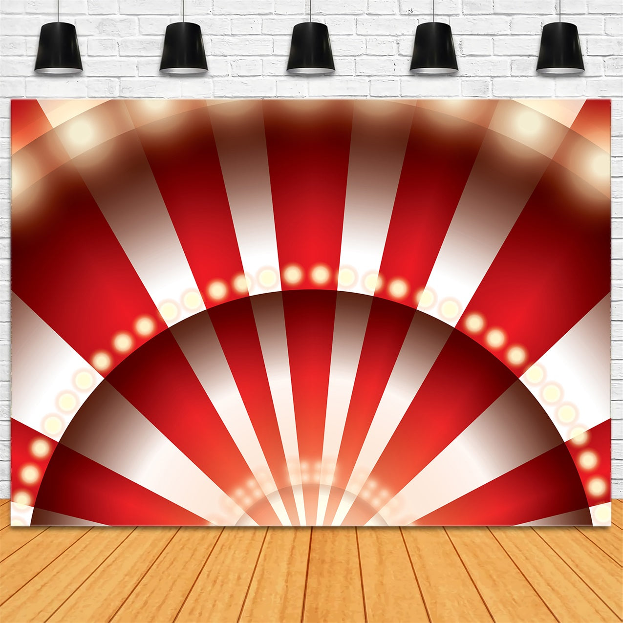 Carnival Theme Backdrop Circus Light Glow Red Striped Backdrop UK BRP1-197