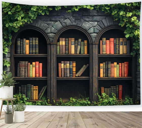 Backdrops For Spring Vintage Bookshelf Ivy Garden Backdrop UK BRP1-2