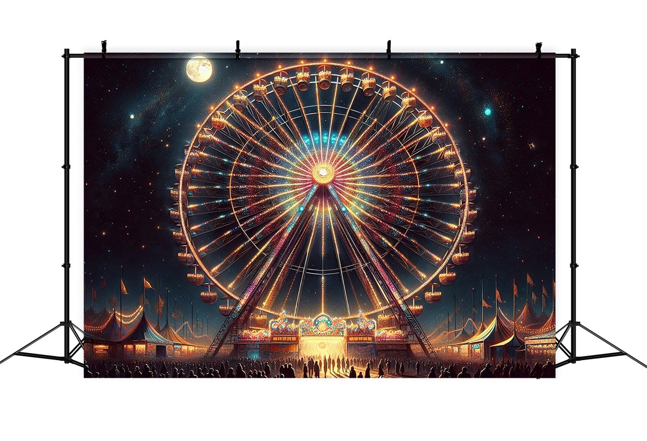 Backdrop Carnival Theme Starlit Ferris Wheel Night Backdrop UK BRP1-202