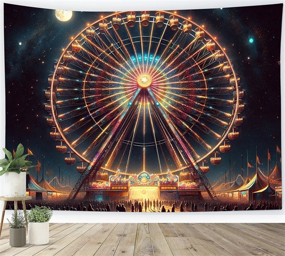 Backdrop Carnival Theme Starlit Ferris Wheel Night Backdrop UK BRP1-202