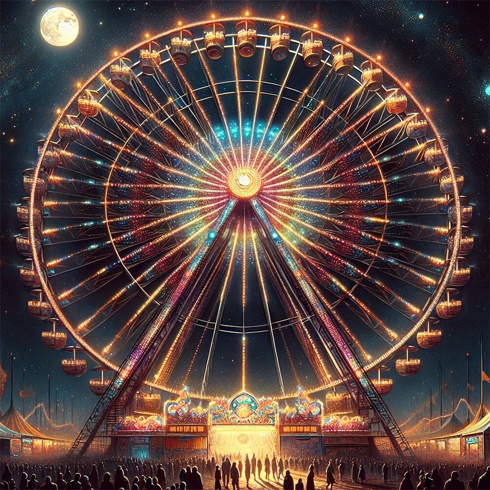 Backdrop Carnival Theme Starlit Ferris Wheel Night Backdrop UK BRP1-202