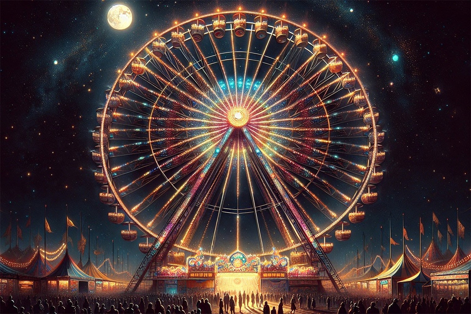 Backdrop Carnival Theme Starlit Ferris Wheel Night Backdrop UK BRP1-202