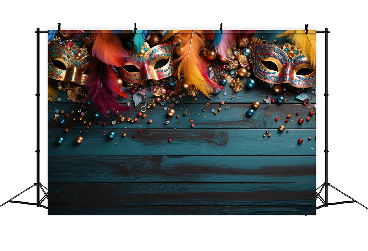 Carnival Backdrop Ideas Colorful Mask Beads Celebration Backdrop UK BRP1-204