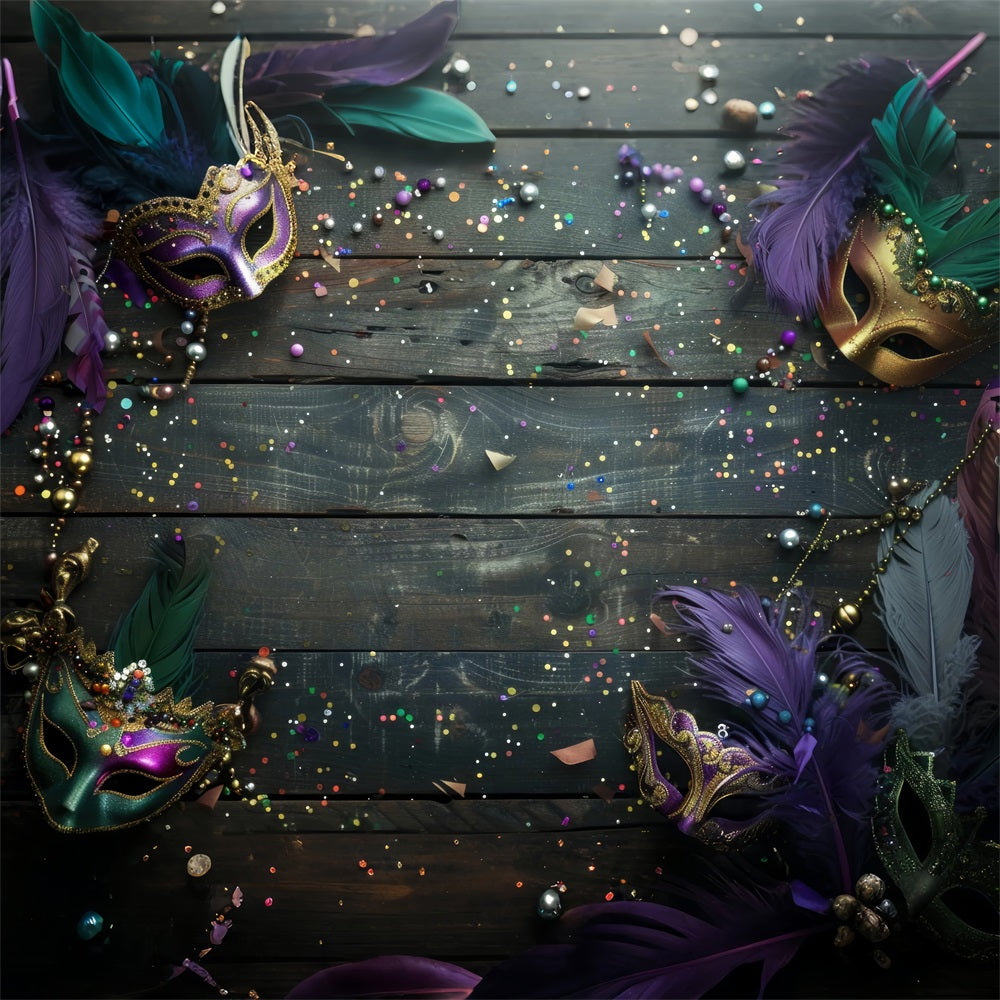 Carnival Circus Backdrop Wood Mask Feather Photography Backdrop UK BRP1-205