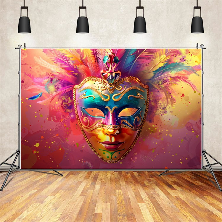 Carnival Party Backdrops Feathered Mask Festival Party Backdrop UK BRP1-207