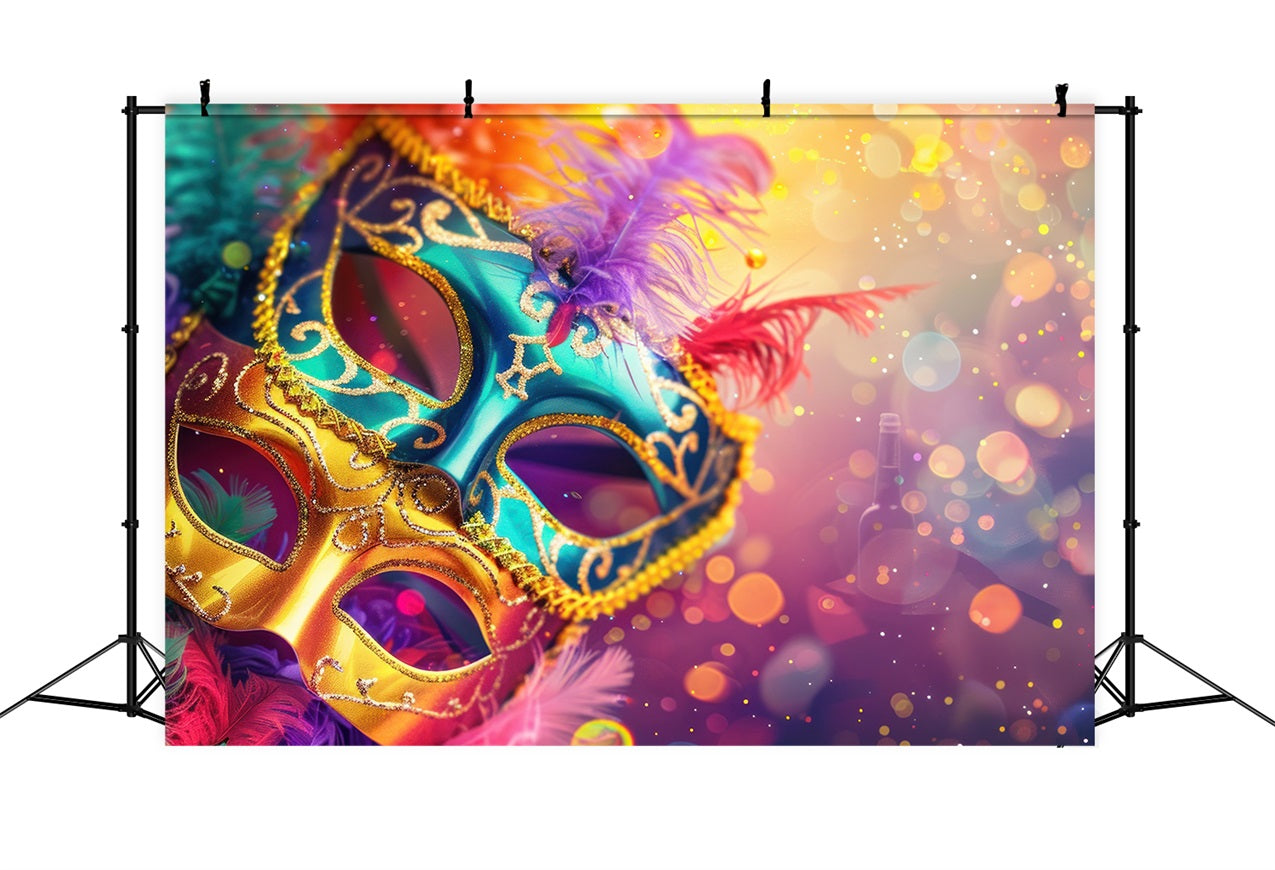 Carnival Backdrop Multicolor Mardi Gras Glitter Mask Backdrop UK BRP1-208