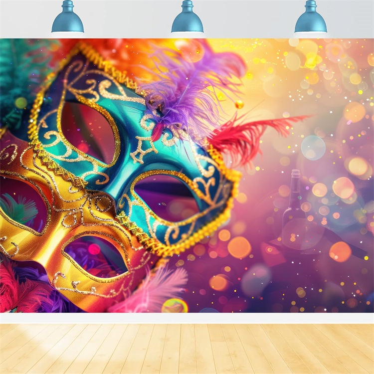 Carnival Backdrop Multicolor Mardi Gras Glitter Mask Backdrop UK BRP1-208