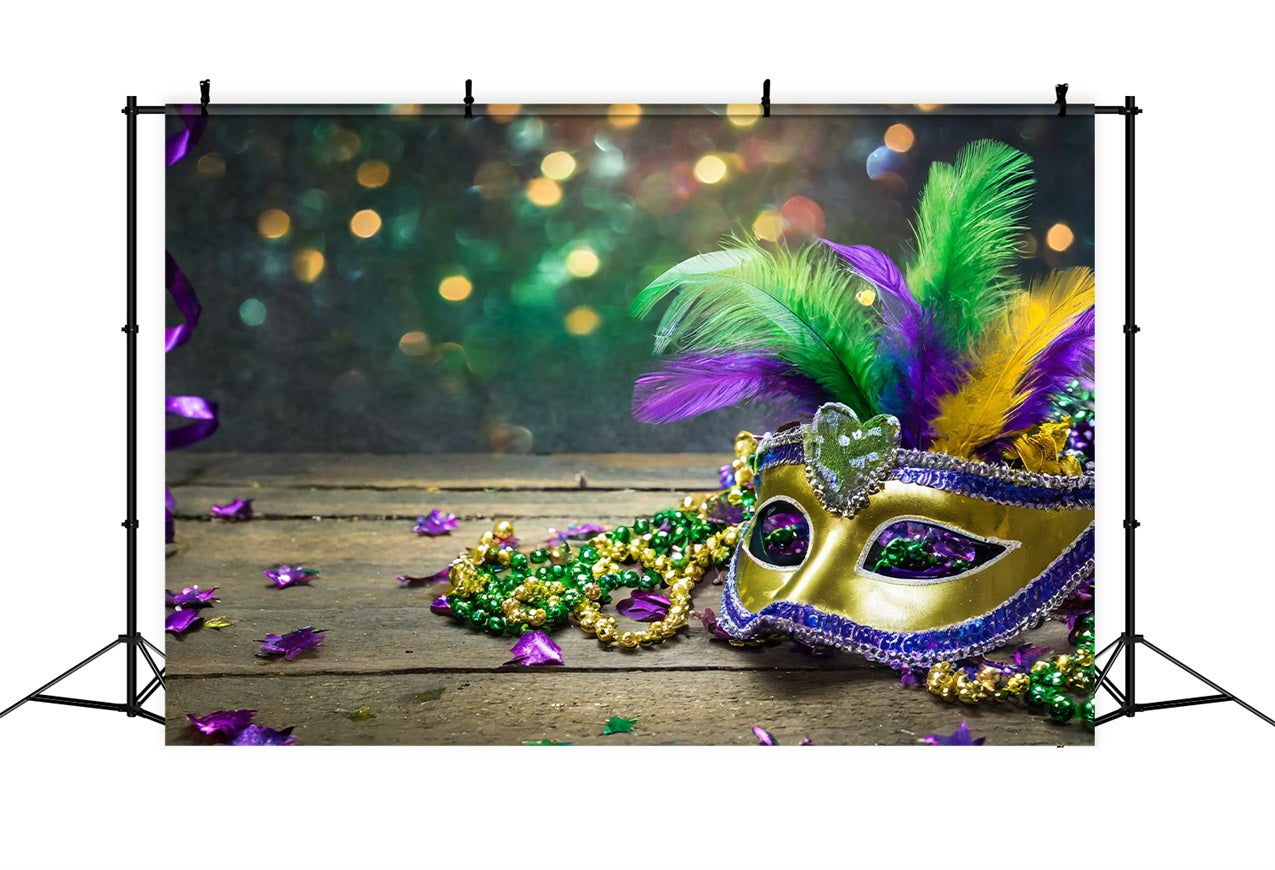 Carnival Themed Backdrop Vibrant Mardi Gras Mask Party Backdrop UK BRP1-209