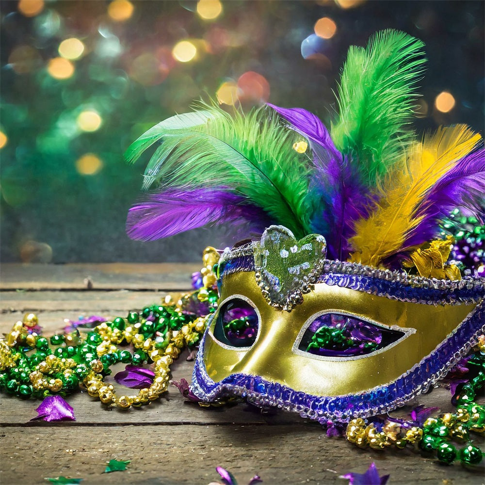 Carnival Themed Backdrop Vibrant Mardi Gras Mask Party Backdrop UK BRP1-209