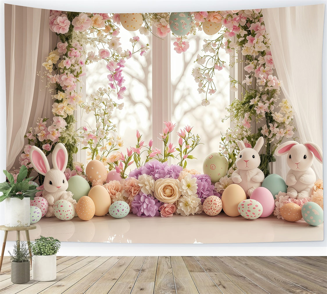 Easter Photo Backdrop Charm Window Rabbits Backdrop UK BRP1-213