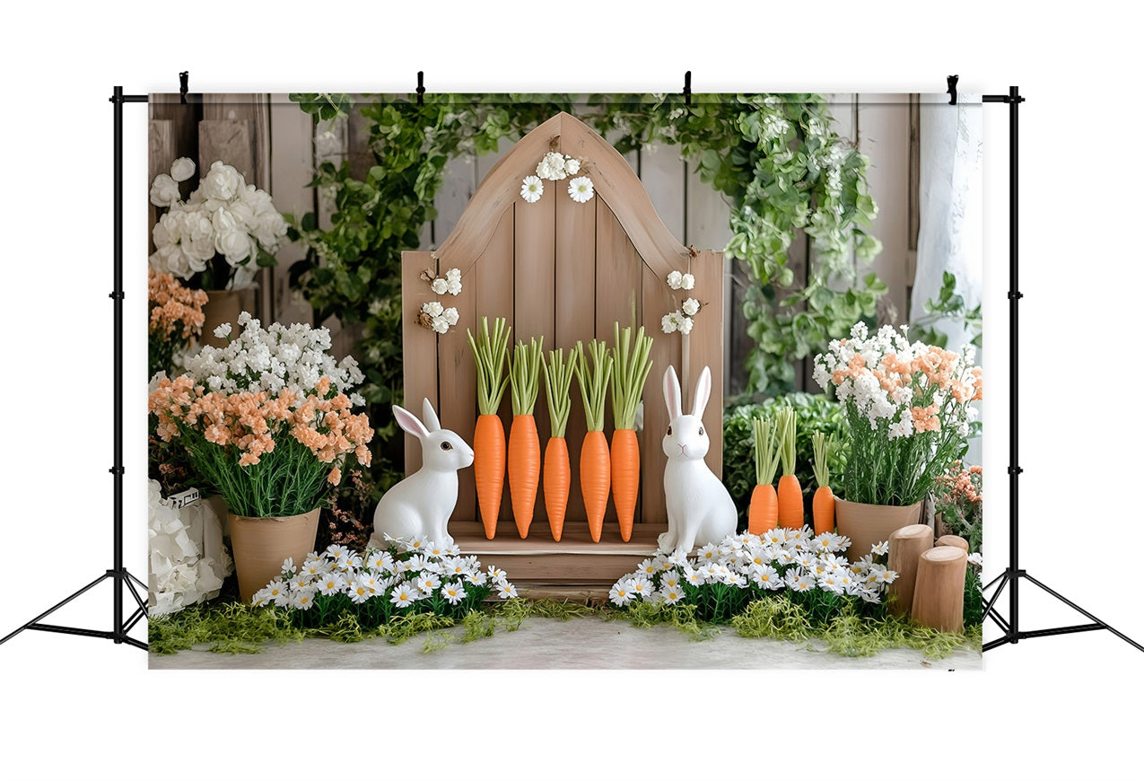 Photography Easter Backdrop Floral Bunny Carrot Stand Backdrop UK BRP1-214