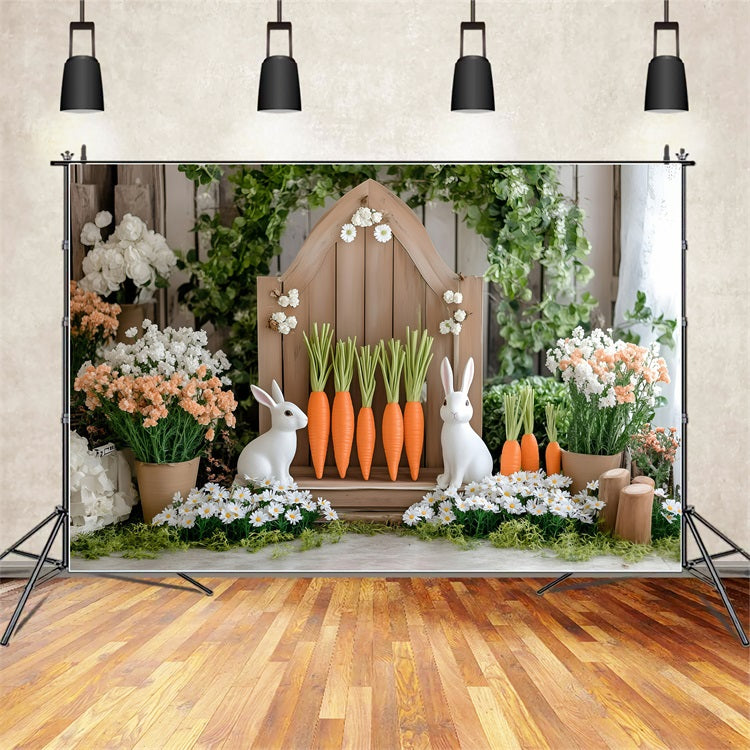 Photography Easter Backdrop Floral Bunny Carrot Stand Backdrop UK BRP1-214