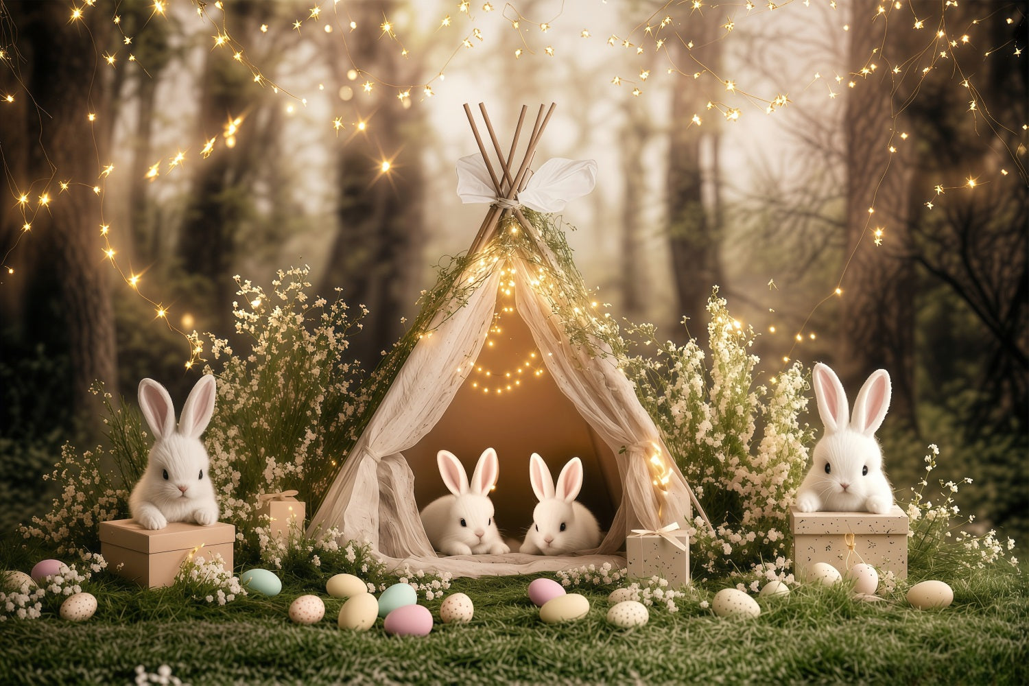 Easter Backdrop Glowing Tent Bunny Forest Backdrop UK BRP1-218