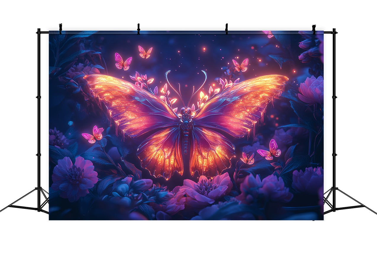 Spring Photo Backdrop Illuminated Butterfly Dreamy Floral Backdrop UK BRP1-22