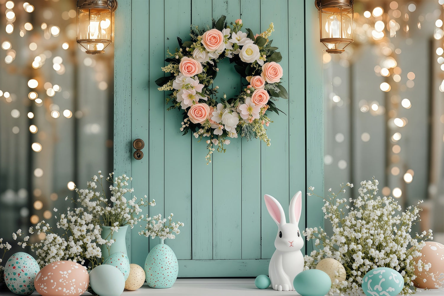 Easter Backdrops Photography Wreath Bunny Egg Springtime Backdrop UK BRP1-220