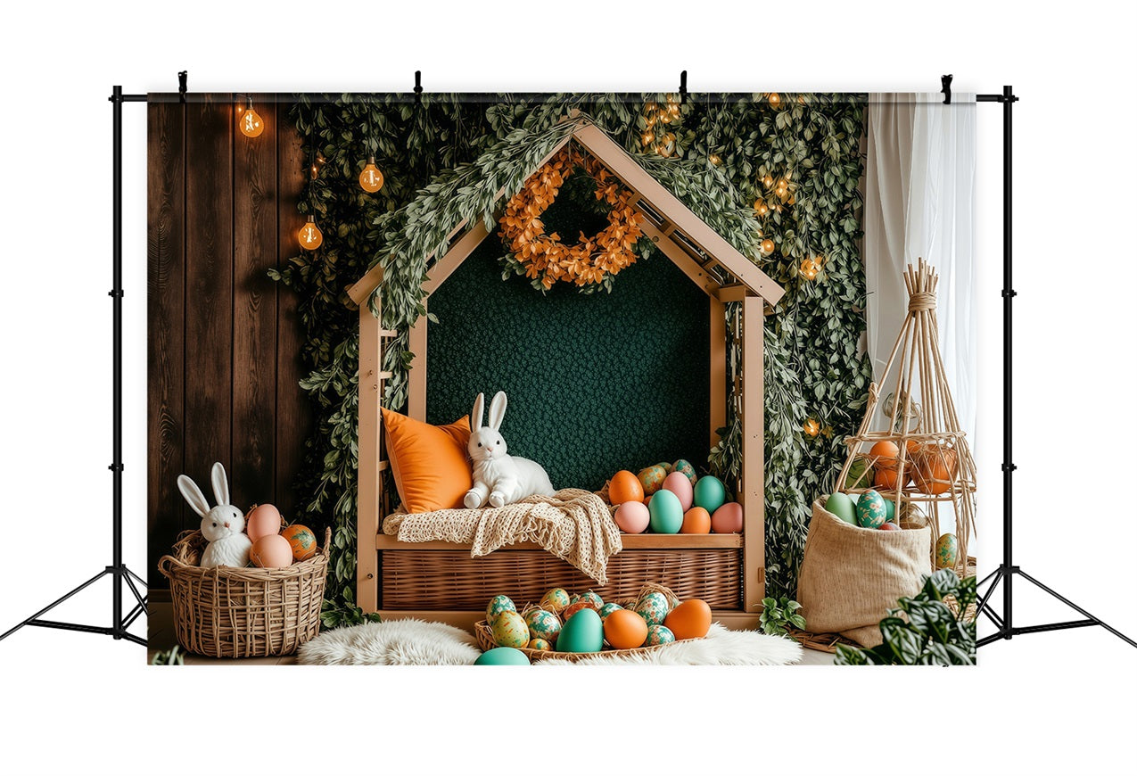 Easter Backdrop Bunny Cottage Wreath Decor Backdrop UK BRP1-221