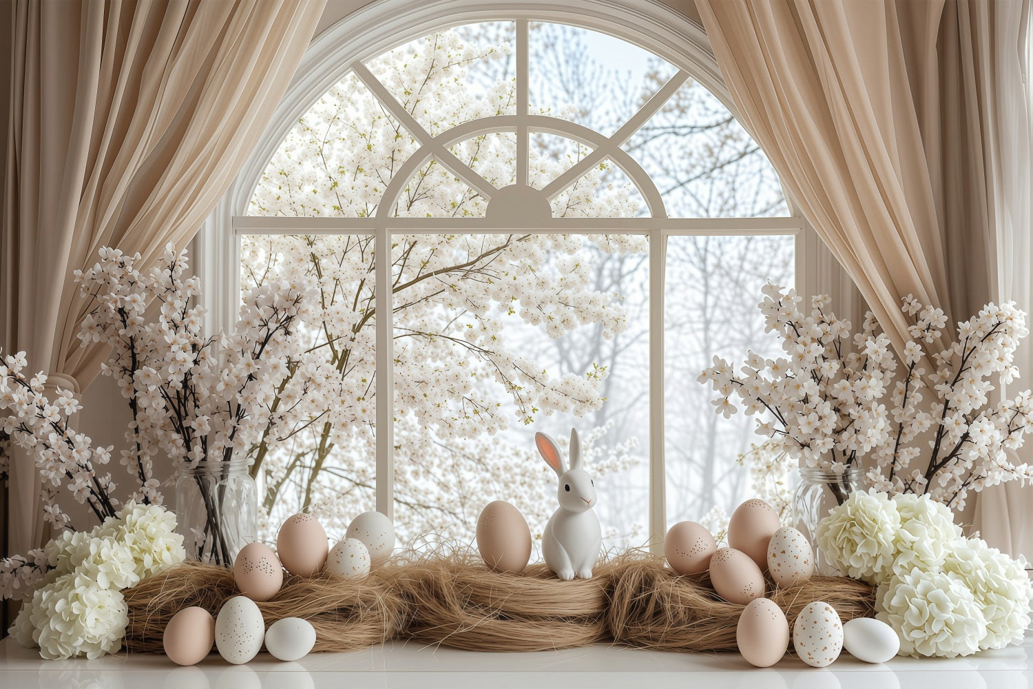 Easter Backdrops Photography Dreamy Spring Window Bunny Backdrop UK BRP1-222