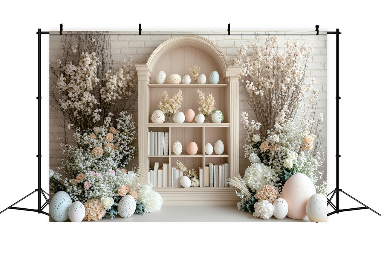 Easter Backdrops Pictures Floral Decor Bookshelf Eggs Backdrop UK BRP1-223