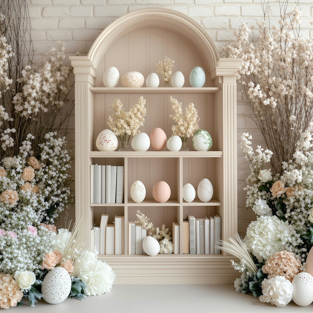 Easter Backdrops Pictures Floral Decor Bookshelf Eggs Backdrop UK BRP1-223