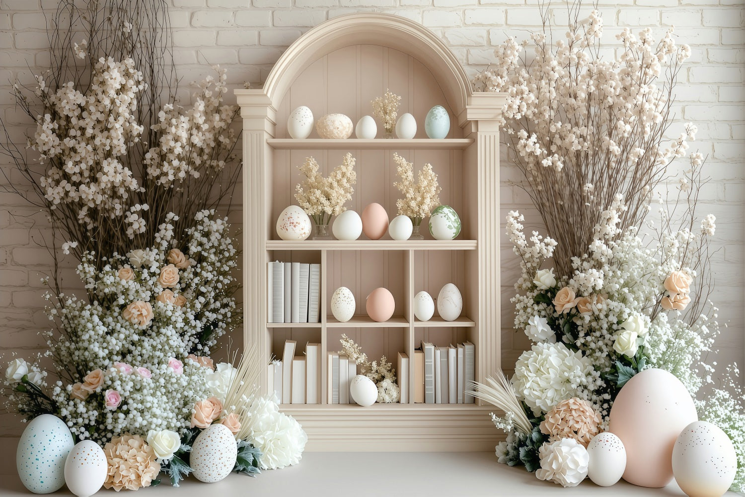 Easter Backdrops Pictures Floral Decor Bookshelf Eggs Backdrop UK BRP1-223