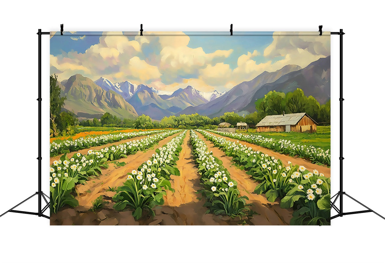 Easter Picture Backdrops Blooming Fields Majestic Mountains Backdrop UK BRP1-227