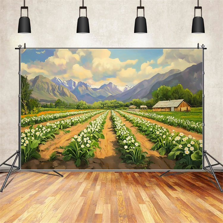 Easter Picture Backdrops Blooming Fields Majestic Mountains Backdrop UK BRP1-227