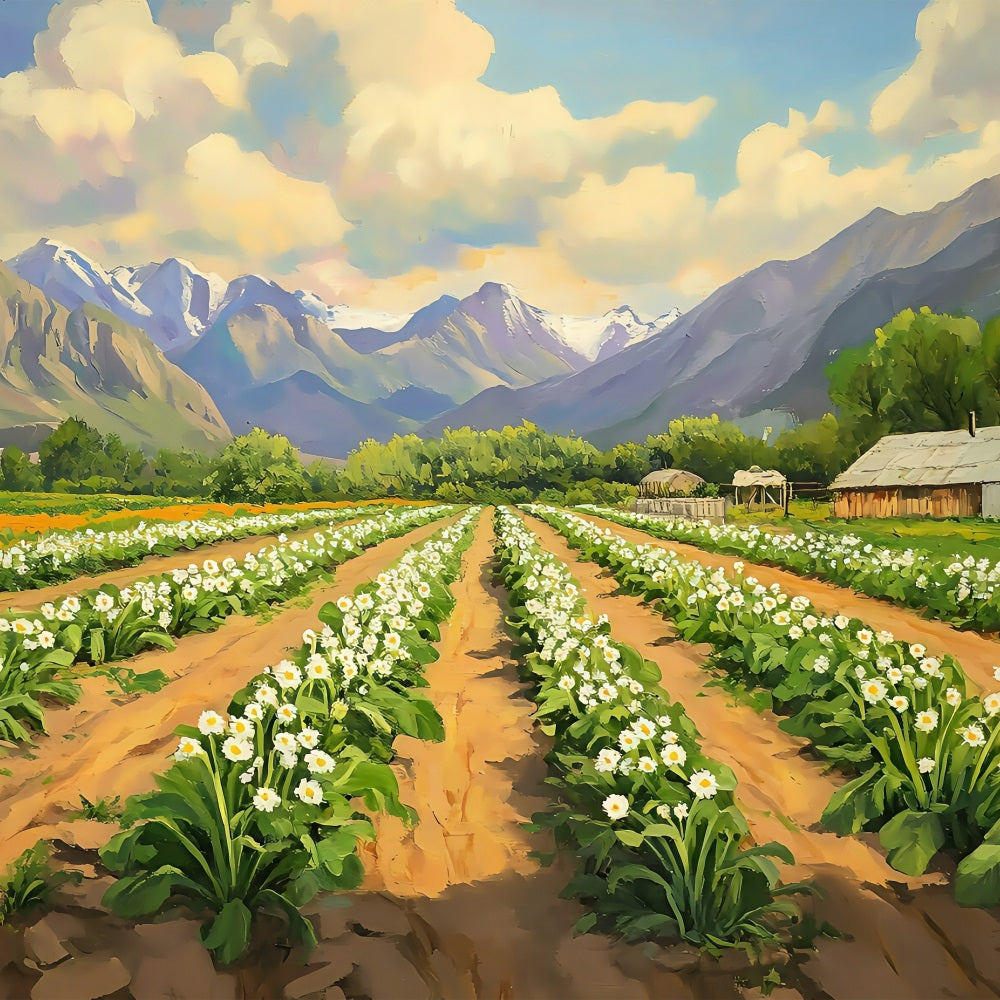 Easter Picture Backdrops Blooming Fields Majestic Mountains Backdrop UK BRP1-227