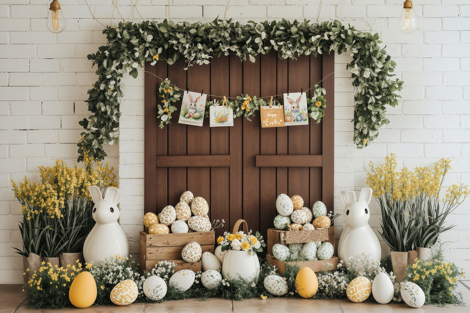 Backdrop Easter Spring Greenery Bunny Easter Decor Backdrop UK BRP1-228