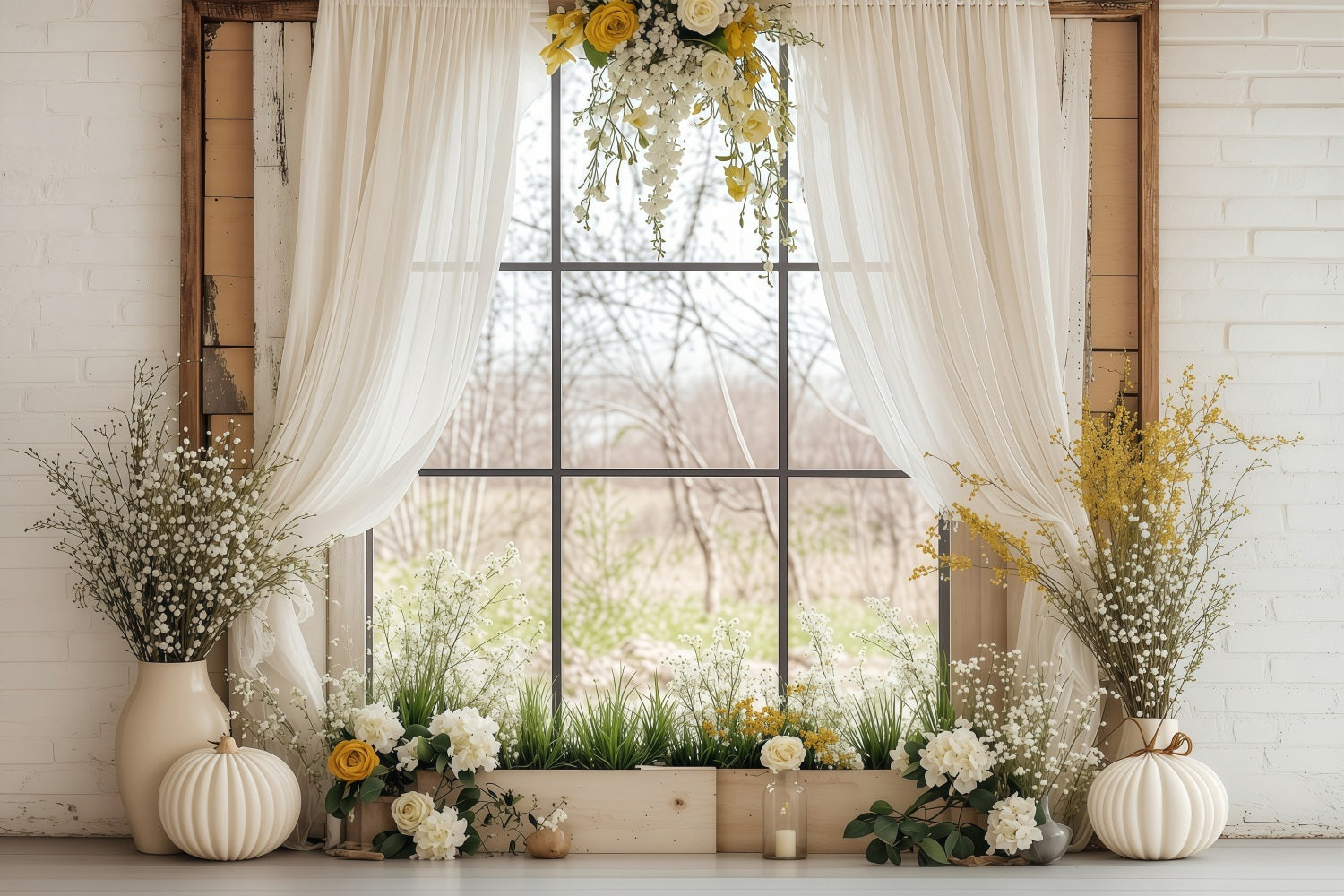 Easter Photoshoot Backdrop Spring Window Blooming Backdrop UK BRP1-230