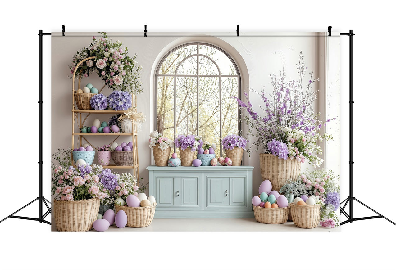 Photography Backdrop Easter Springtime Lavender Egg Display Backdrop UK BRP1-232