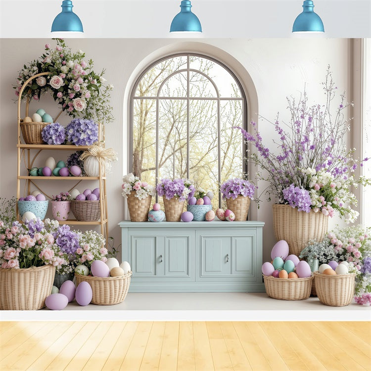 Photography Backdrop Easter Springtime Lavender Egg Display Backdrop UK BRP1-232