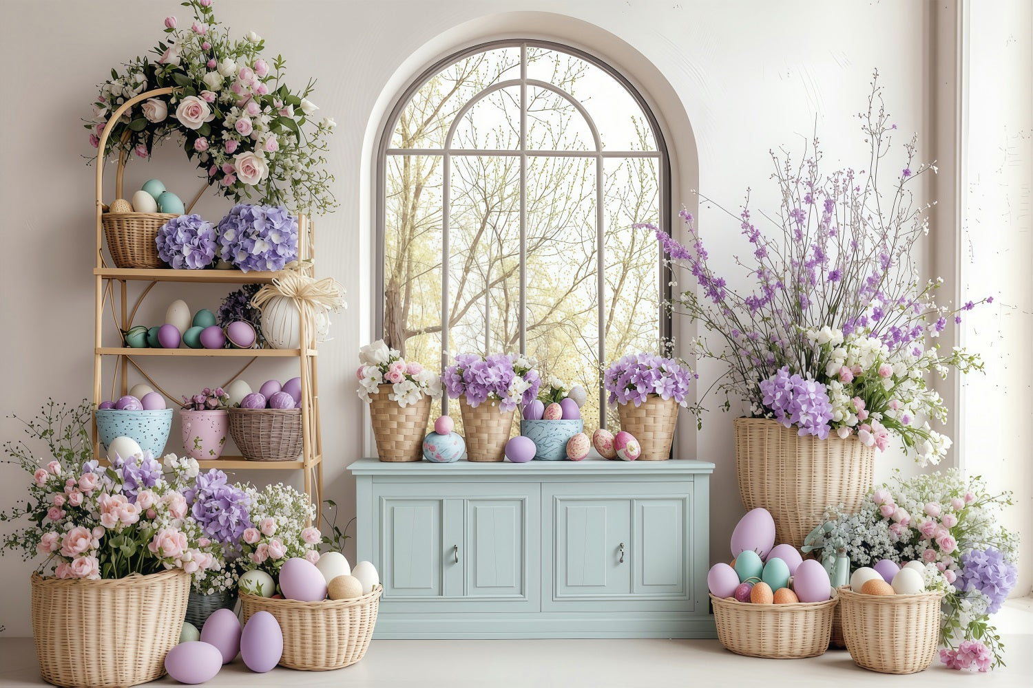 Photography Backdrop Easter Springtime Lavender Egg Display Backdrop UK BRP1-232