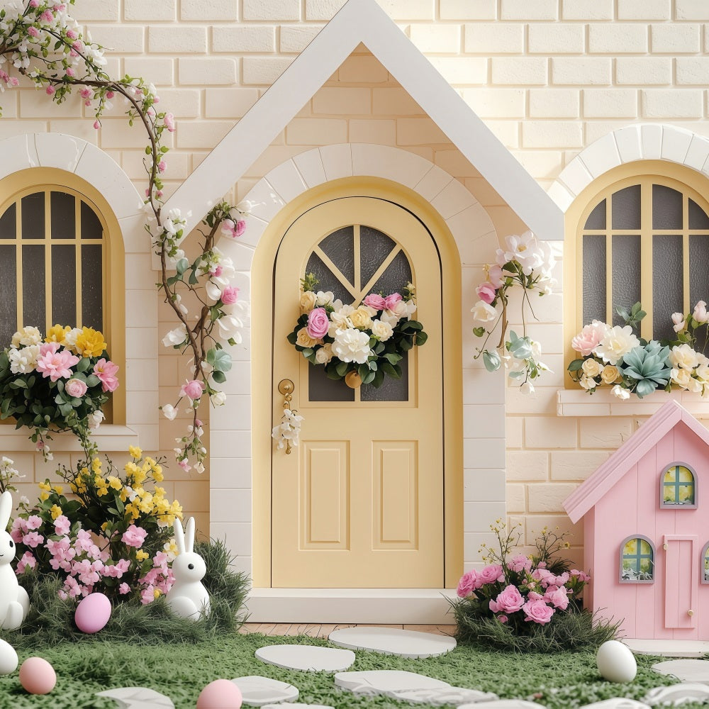 Easter Backdrop Pictures Sunny Yellow Door Wonderland Backdrop UK BRP1-239