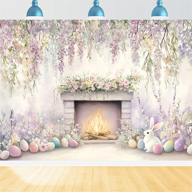 Easter Backdrop Images Pastel Bunny Fireplace Backdrop UK BRP1-240