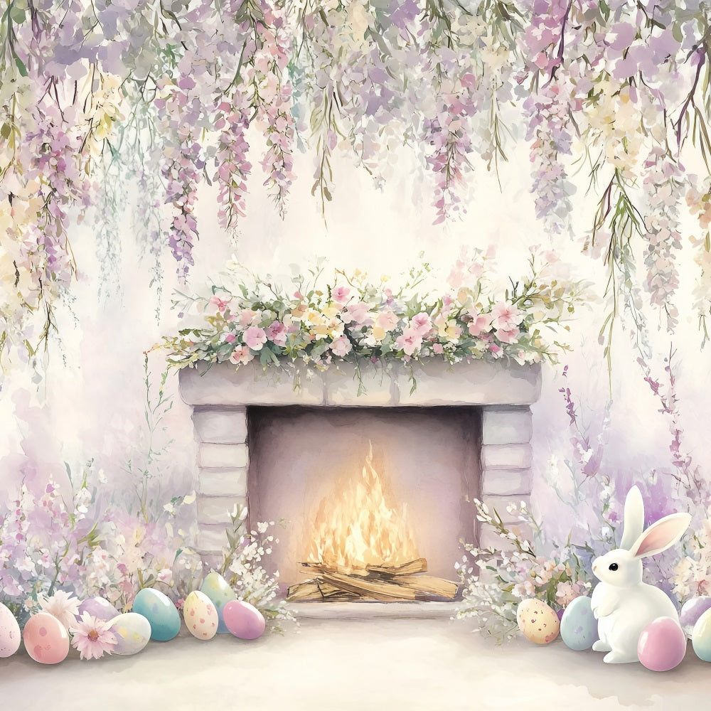 Easter Backdrop Images Pastel Bunny Fireplace Backdrop UK BRP1-240