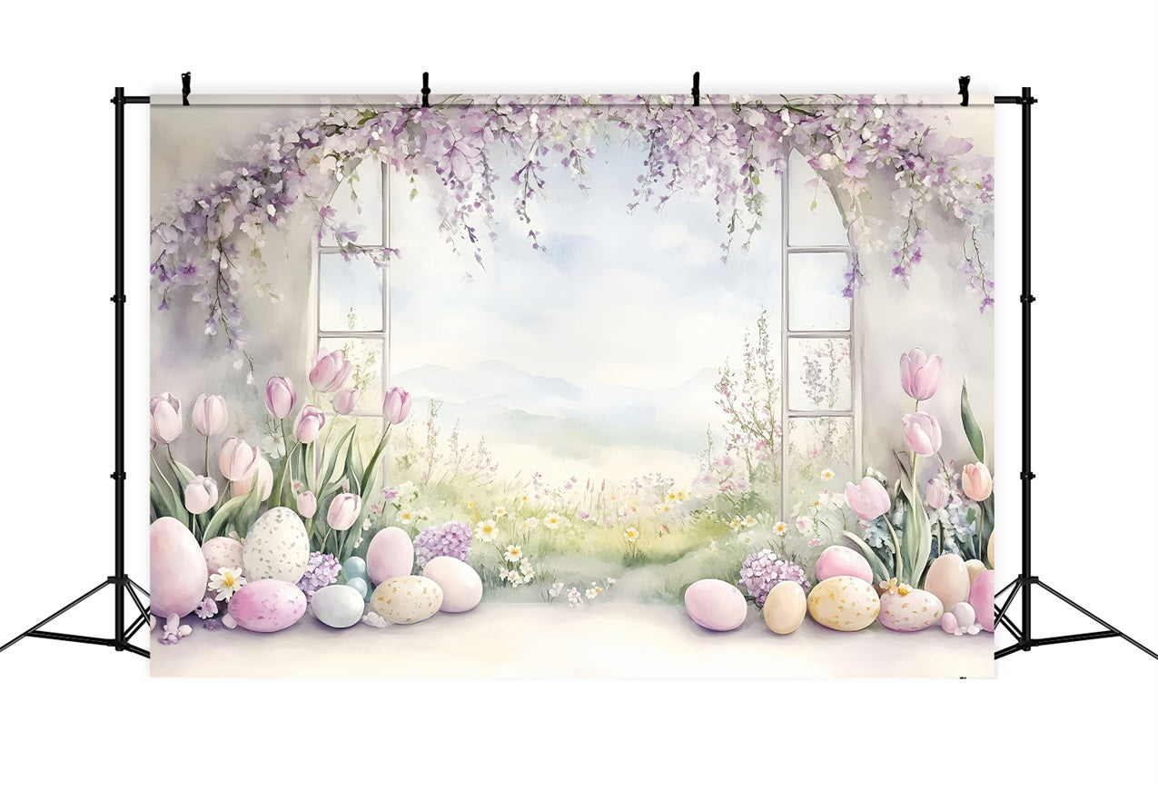 Photo Shoot Easter Backdrop Pastel Tulip Egg Backdrop UK BRP1-241