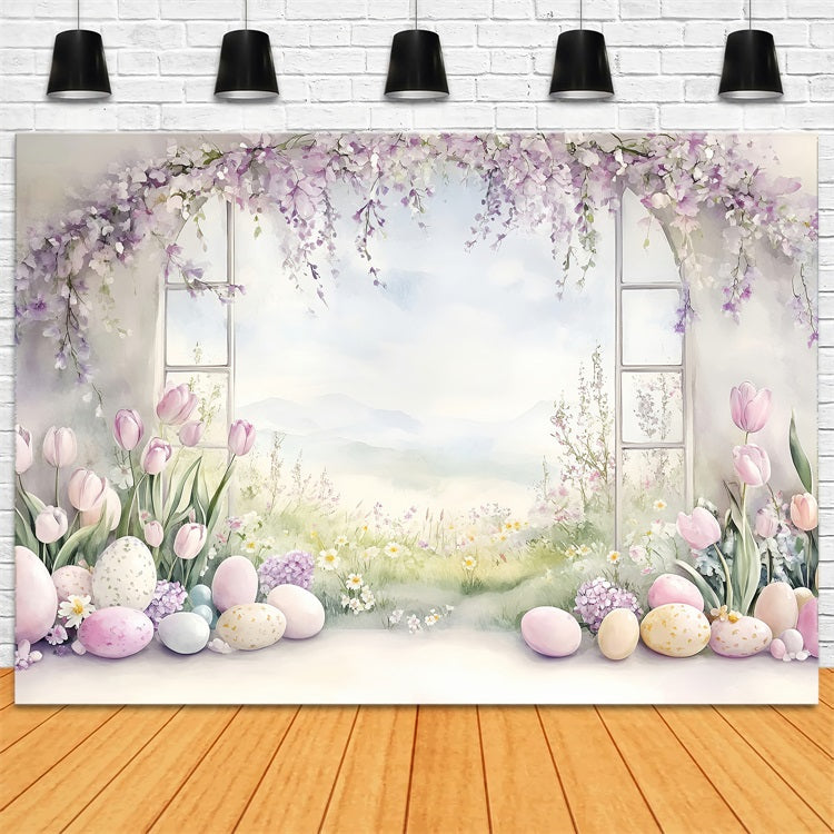 Photo Shoot Easter Backdrop Pastel Tulip Egg Backdrop UK BRP1-241