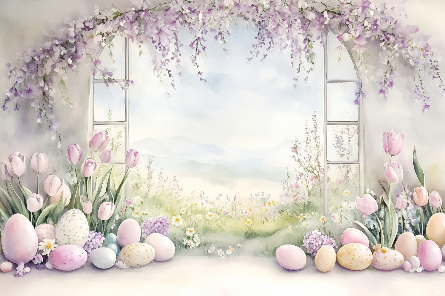 Photo Shoot Easter Backdrop Pastel Tulip Egg Backdrop UK BRP1-241