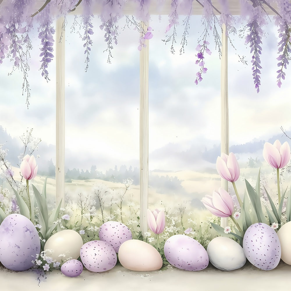 Photo Backdrop Easter Pastel Purple Egg Window Backdrop UK BRP1-242