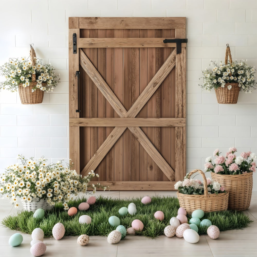 Backdrops For Easter Egg Basket Barn Scene Backdrop UK BRP1-244