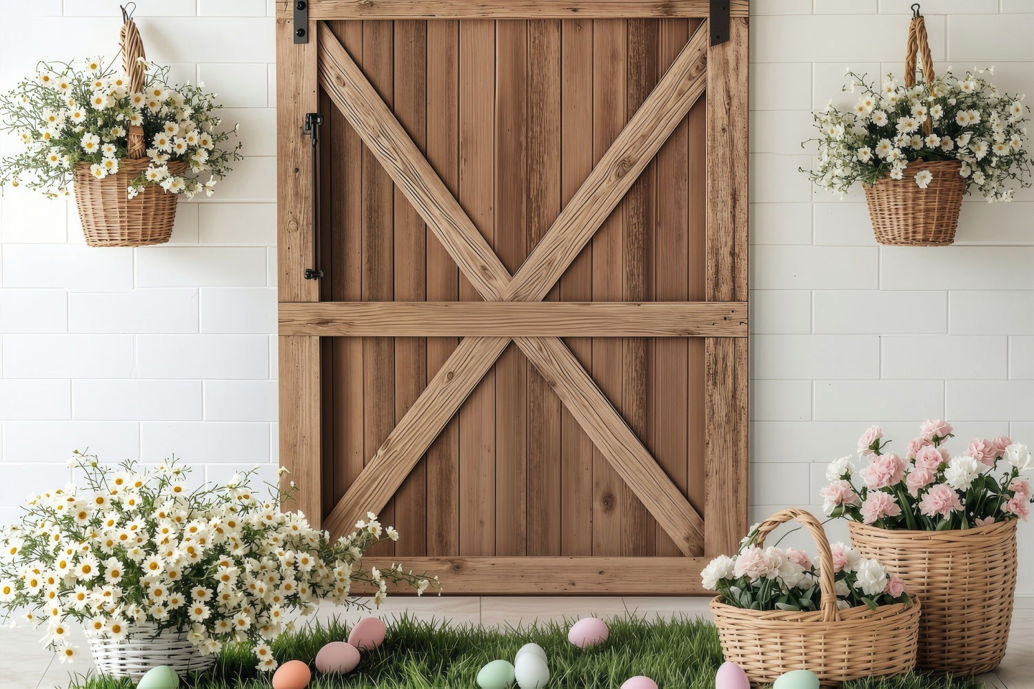 Backdrops For Easter Egg Basket Barn Scene Backdrop UK BRP1-244