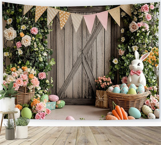 Easter Bunny Backdrops Flower-Filled Paradise Festive Flags Backdrop UK BRP1-250