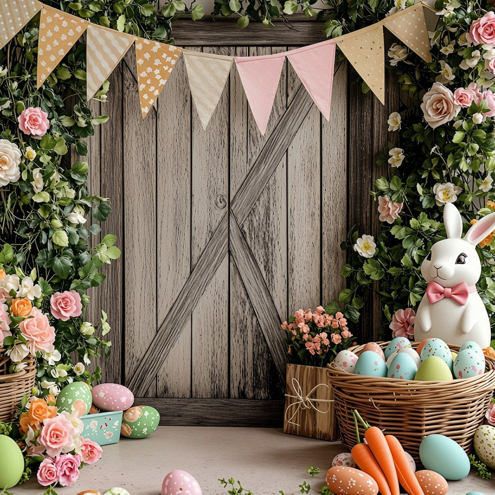 Easter Bunny Backdrops Flower-Filled Paradise Festive Flags Backdrop UK BRP1-250