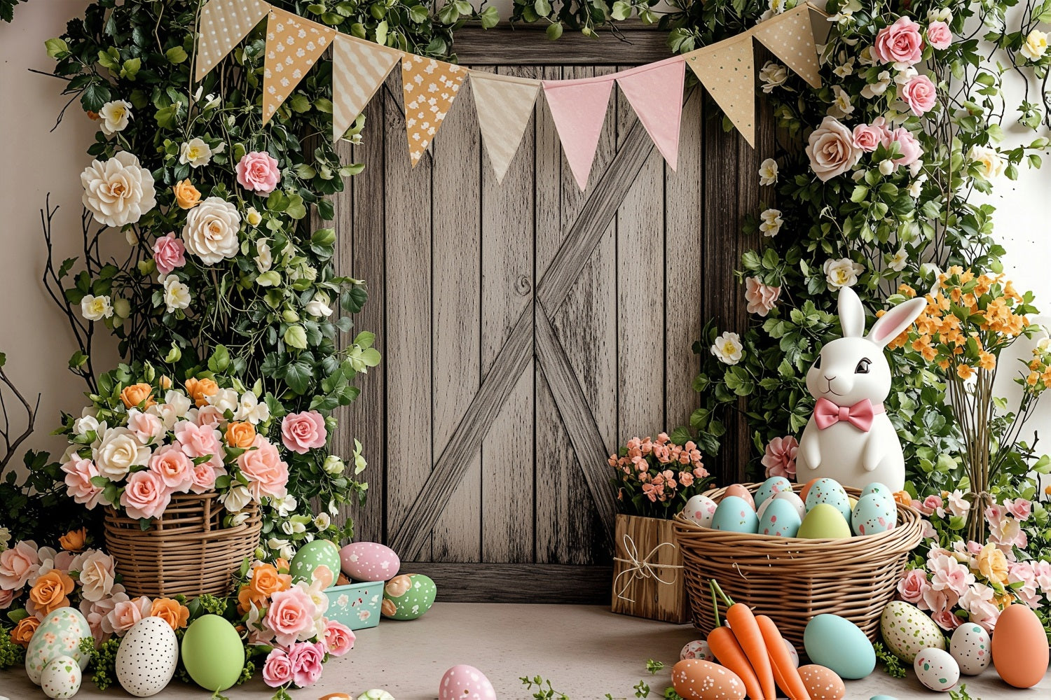 Easter Bunny Backdrops Flower-Filled Paradise Festive Flags Backdrop UK BRP1-250