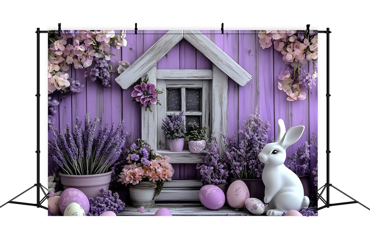 Easter Backdrop Bunny Lavender Garden House Backdrop UK BRP1-258