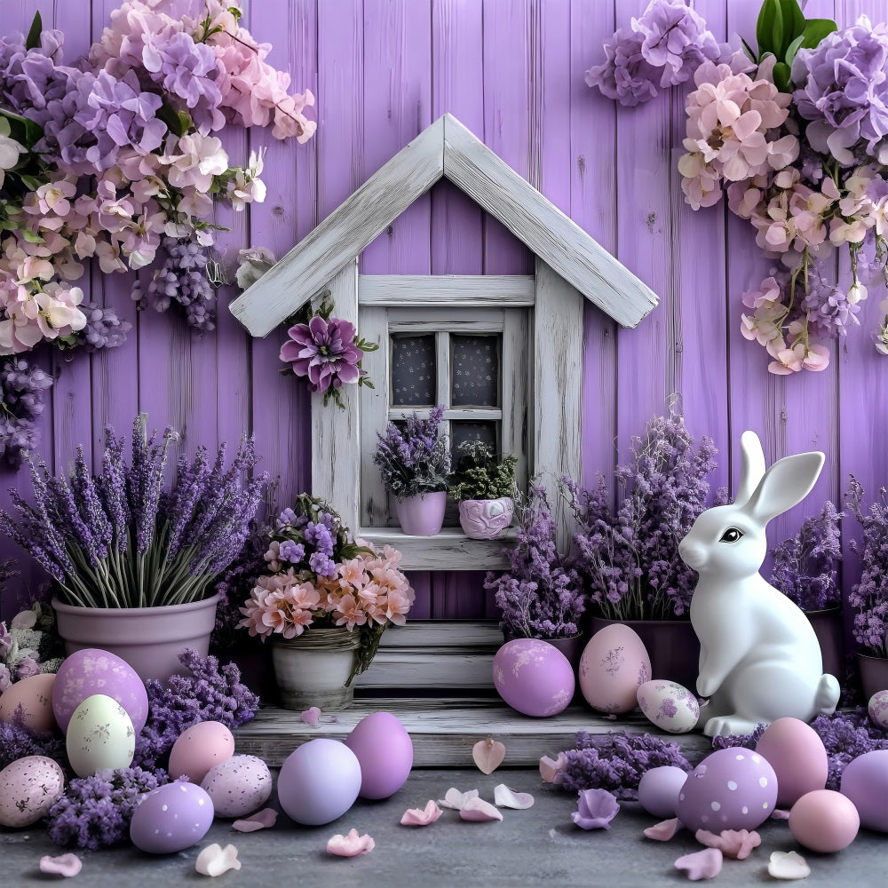 Easter Backdrop Bunny Lavender Garden House Backdrop UK BRP1-258