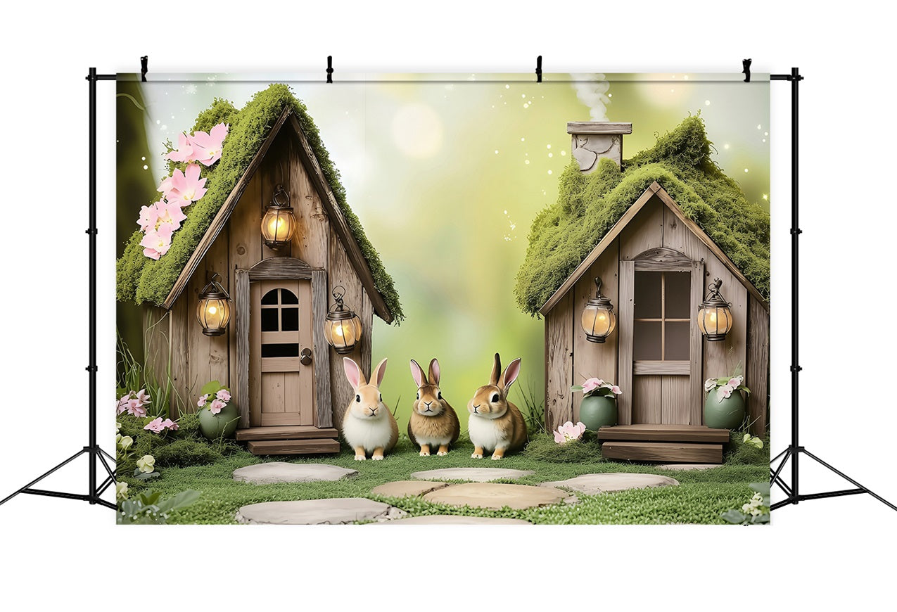 Easter Backdrops Photography Dreamy Moss-Covered Bunny Homes Backdrop UK BRP1-260