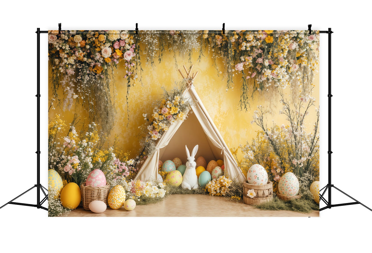 Easter Backdrop Yellow Egg Bunny Tent Backdrop UK BRP1-261