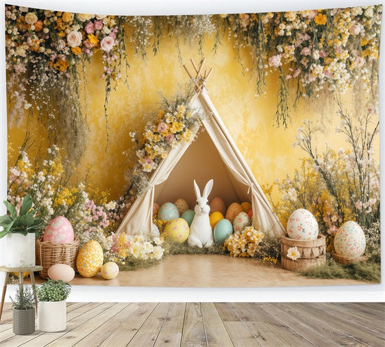 Easter Backdrop Yellow Egg Bunny Tent Backdrop UK BRP1-261